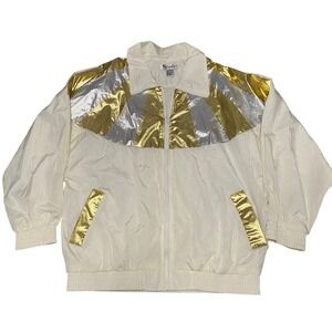 Vintage Y2K Metallic Traksuit Jacket XL Hip Hop Streetwear Retro